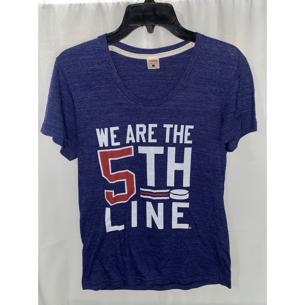 Homage‎ Columbus Blue Jackets We Are The Fifth Line Hockey T Shirt Womens Large